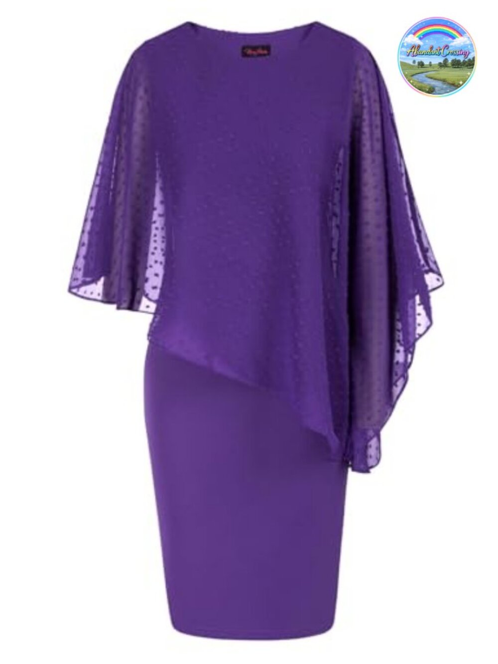 Sleeveless Cape Chiffon Overlay Sequin Bodycon Pencil Dress